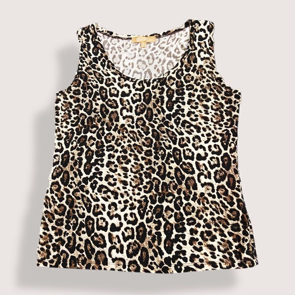 Ellen Tracy Leopard print sleeveless blouse
